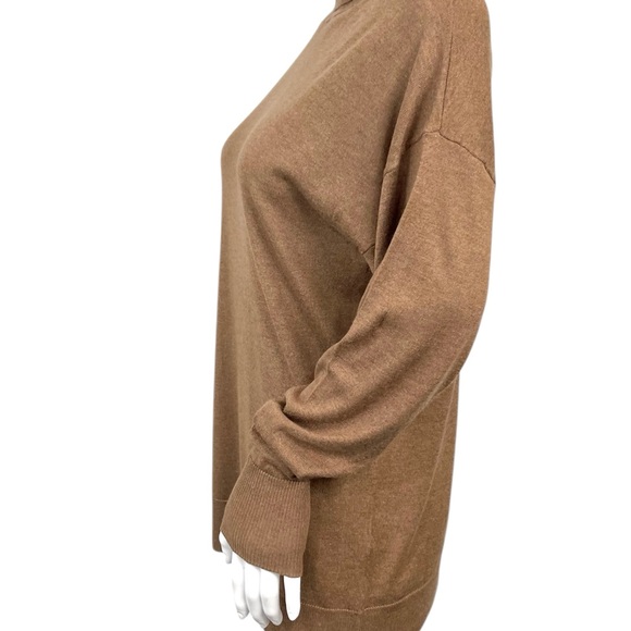 NAADAM Brown Silk Cashmere Turtleneck Tunic Sweater Size XS NWOT - Picture 8 of 16
